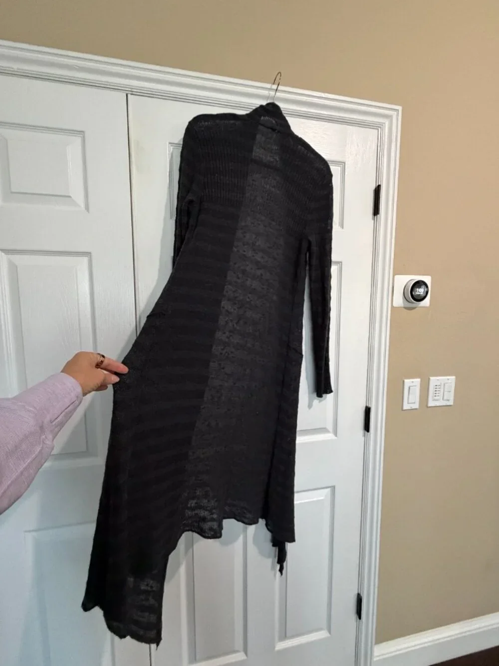 FREE PEOPLE Sheer Stripe Duster Long Line Open Cardigan Sweater - Size XS